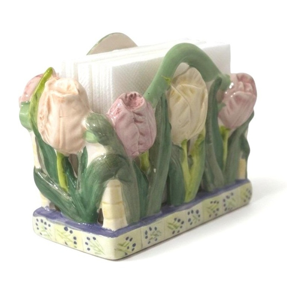 VTG Lady Jayne Ltd 2003 Ceramic Tulip Basket Floral Decorative Planter